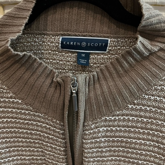 💝Karen Scott Petite Textured Zip Front Sweater S/1X💝 - Picture 2 of 5